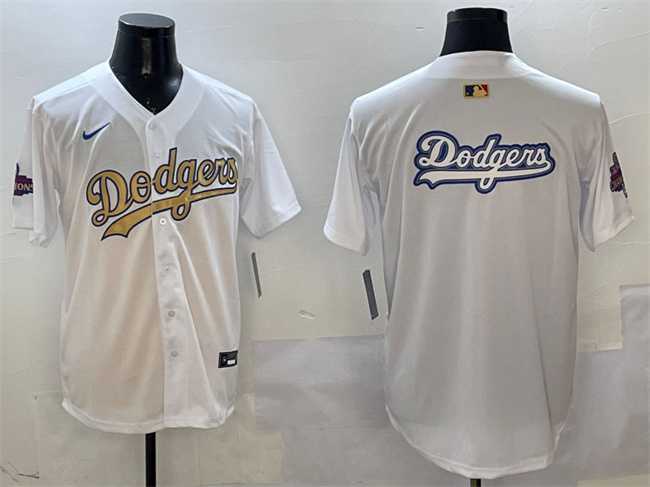Mens Los Angeles Dodgers Team Big Logo White 2025 Gold Collection Limited Stitched Jersey